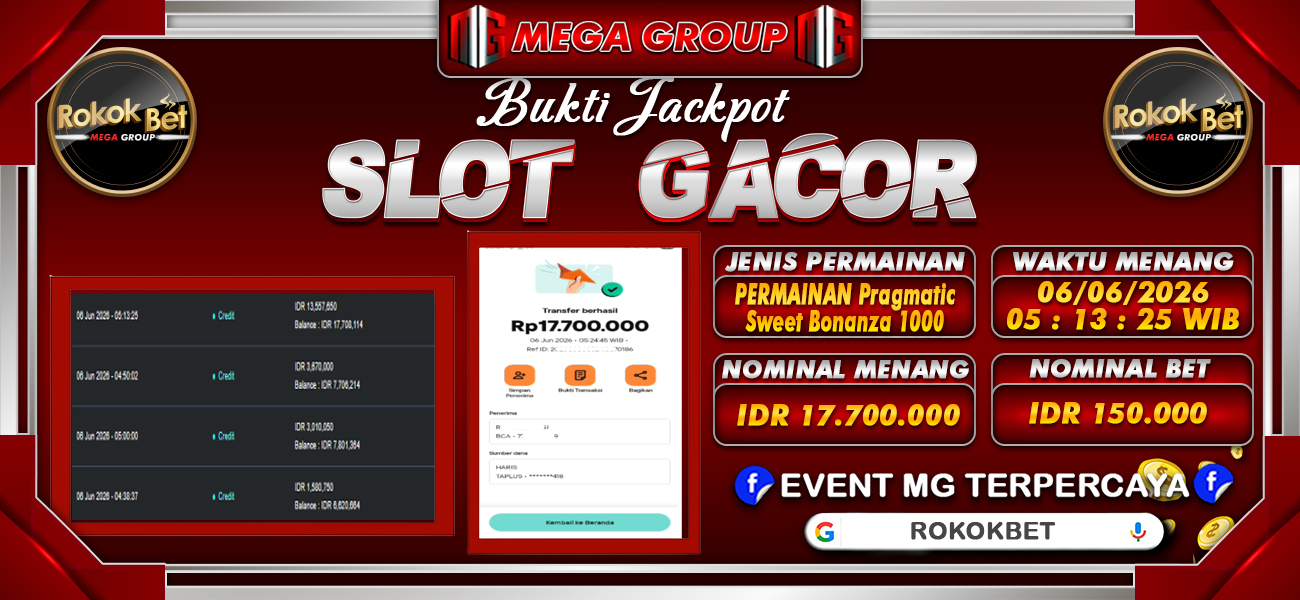 Bukti JP situs Rokokbet hari Sabtu, 06 Juni 2026